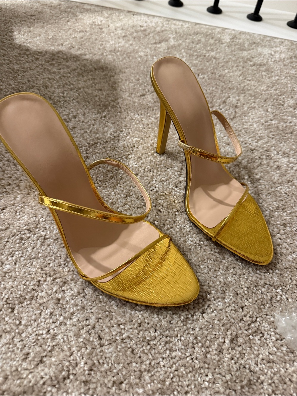 Gold Strappy High Heel Sandals - Women